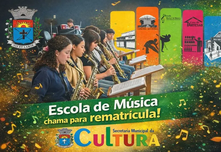 Escola Municipal de Música convoca alunos para rematrícula 2026 em Paraguaçu Paulista