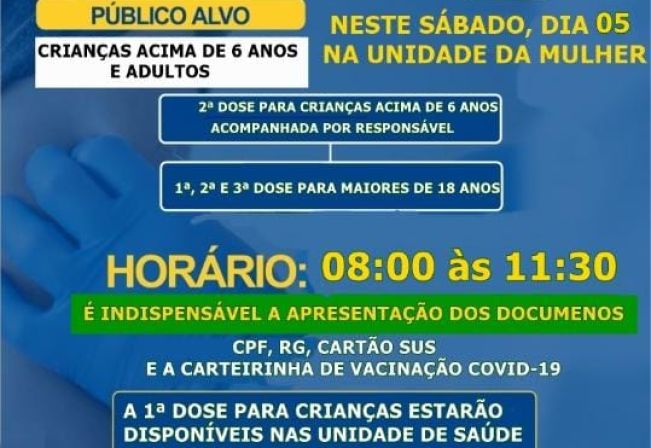 Sábado tem vacinação
