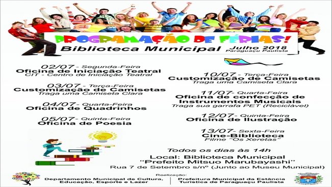 Biblioteca Municipal tem programação especial de férias, a partir de segunda-feira